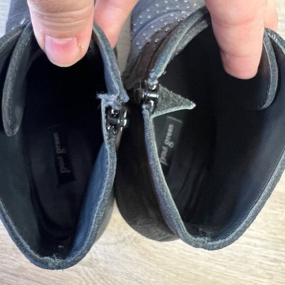 Paul Green Soho Moto Studded Triple Strap Buckle Suede Ankle Boot Booties 6.5 - Picture 8 of 11